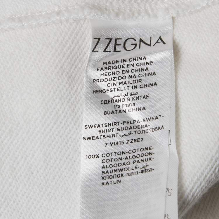 Pre Owned Z Zegna White Cotton Zip-Up Sweatshirt L
