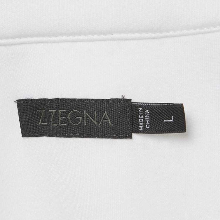 Pre Owned Z Zegna White Cotton Zip-Up Sweatshirt L