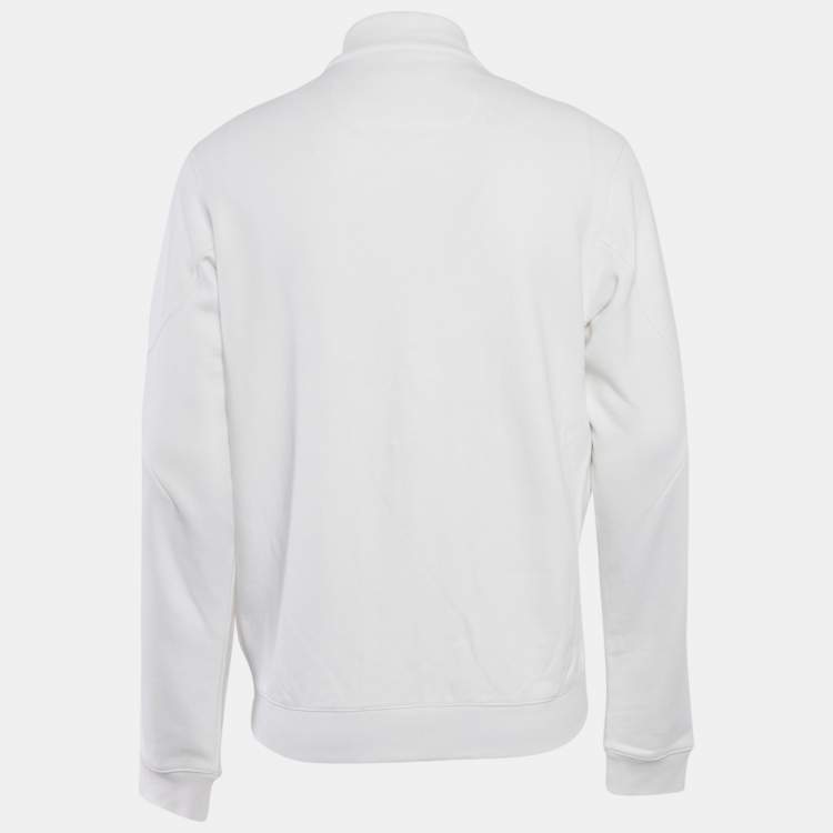 Pre Owned Z Zegna White Cotton Zip-Up Sweatshirt L
