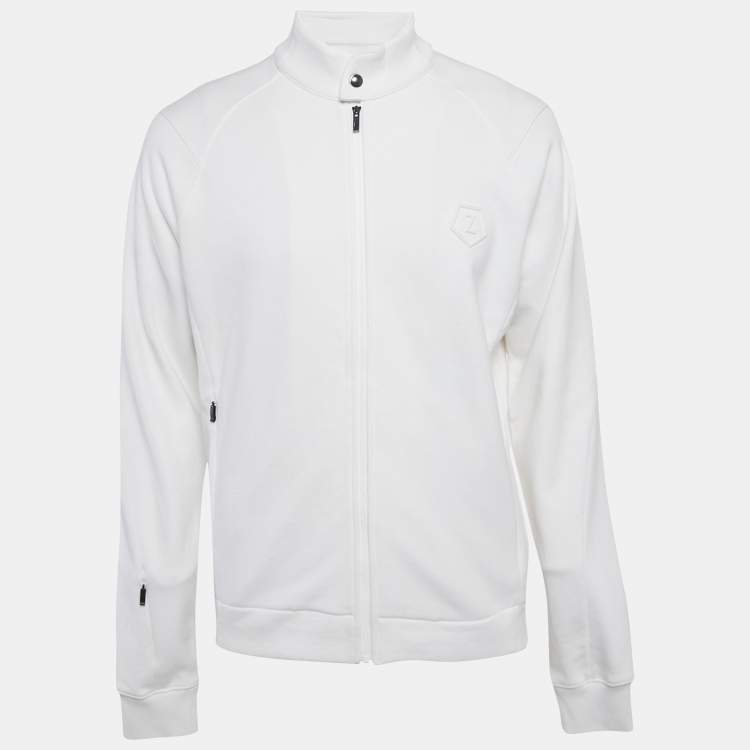 Pre Owned Z Zegna White Cotton Zip-Up Sweatshirt L