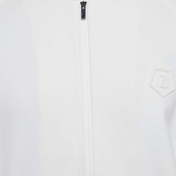 Pre Owned Z Zegna White Cotton Zip-Up Sweatshirt L
