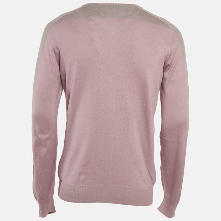 Pre Owned Z Zegna Purple/Grey Cotton Knit Crewneck Sweatshirt L