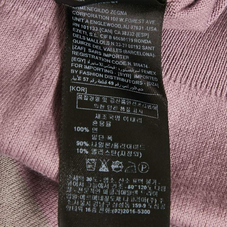 Pre Owned Z Zegna Purple/Grey Cotton Knit Crewneck Sweatshirt L