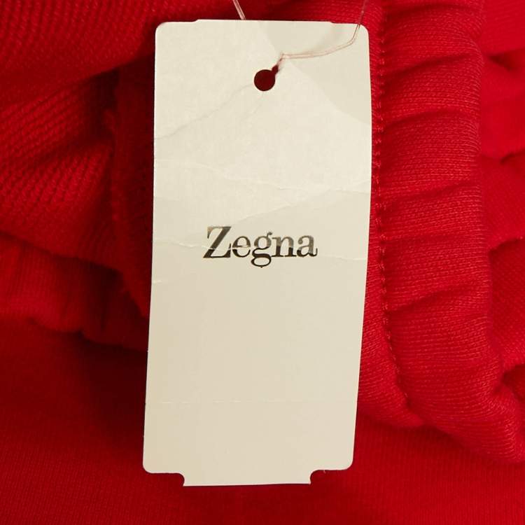 Pre Owned Z Zegna Red Cotton Knit Logo Embossed Set L/M