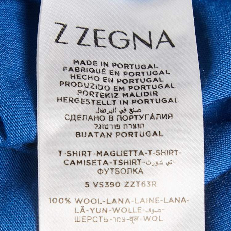 Pre Owned Z Zegna Techmerino Blue Racket Print Jersey T-Shirt M
