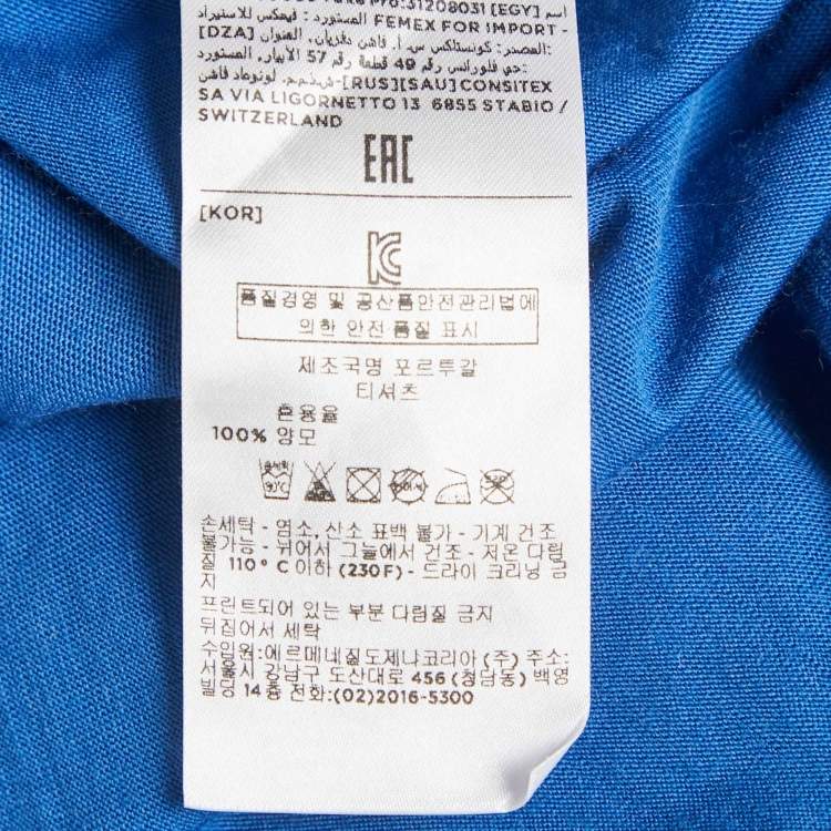 Pre Owned Z Zegna Techmerino Blue Racket Print Jersey T-Shirt M