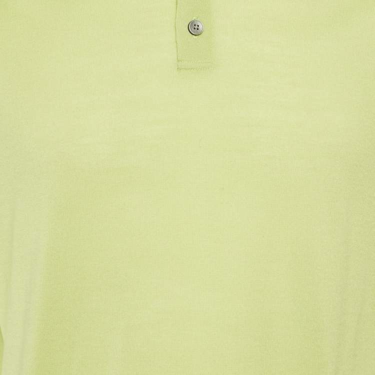 Pre Owned Z Zegna Lime Yellow Wool Knit Polo T-Shirt L