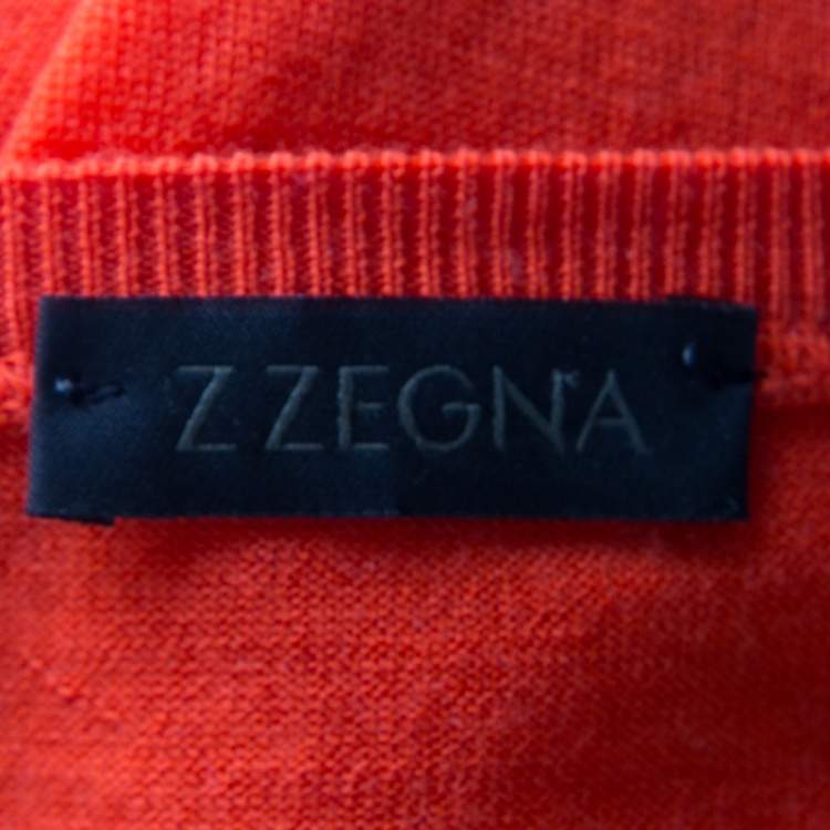Pre Owned Z Zegna Blood Orange Wool Long Sleeve Sweater XL