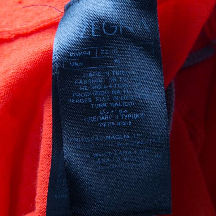 Pre Owned Z Zegna Blood Orange Wool Long Sleeve Sweater XL