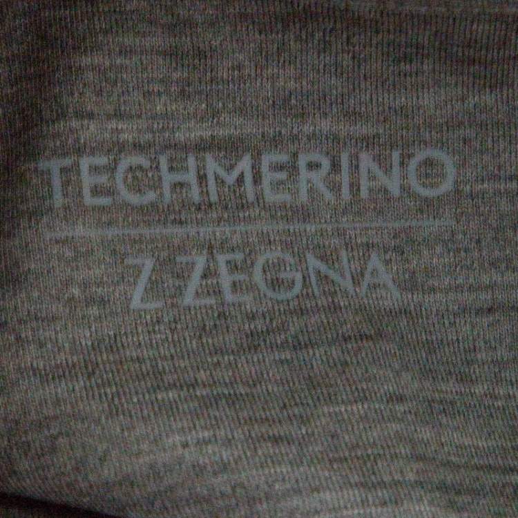 Pre Owned Z Zegna Techmerino Grey Contrast Trim Polo T-Shirt L