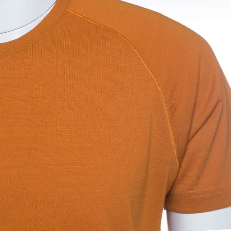 Pre Owned Z Zegna Techmerino Burnt Orange Wool Crew Neck T-Shirt M