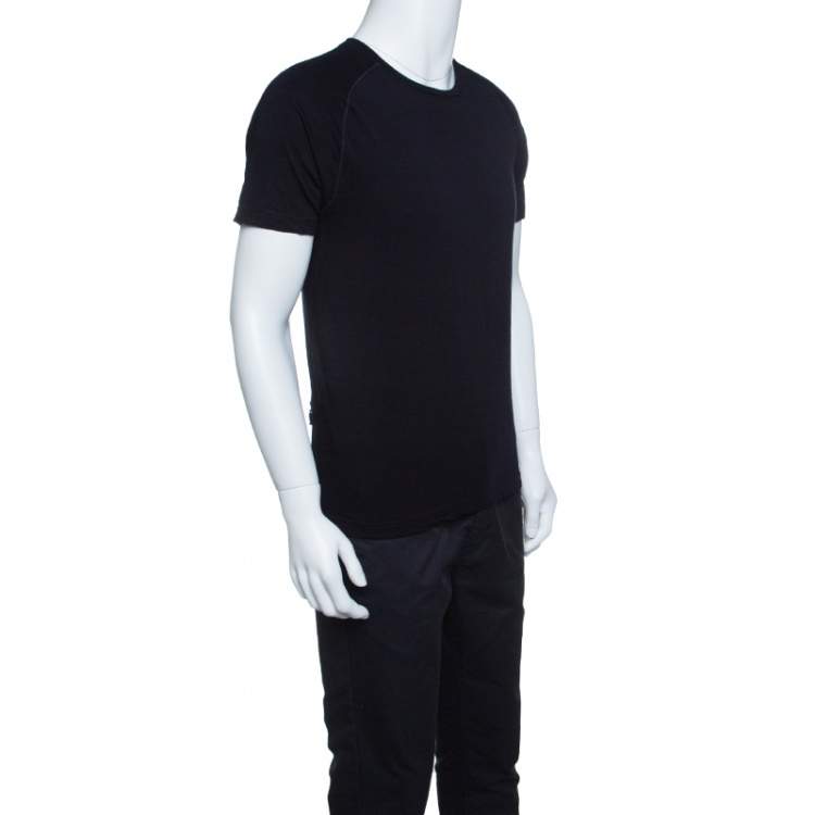 Pre Owned Z Zegna Techmerino Navy Blue Wool Crew Neck T-Shirt M