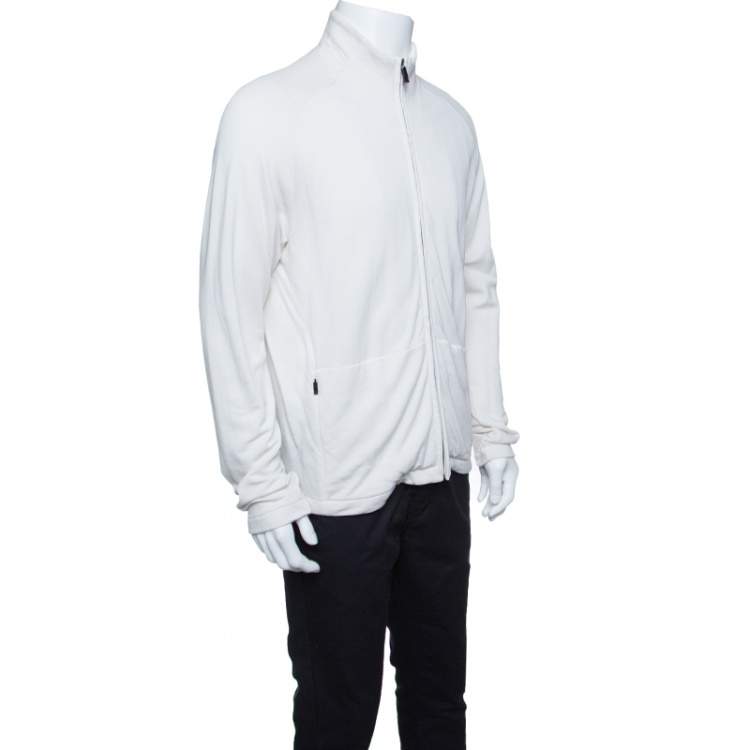 Pre Owned Z Zegna Techmerino Off White Wool Zip Front Sweatshirt L