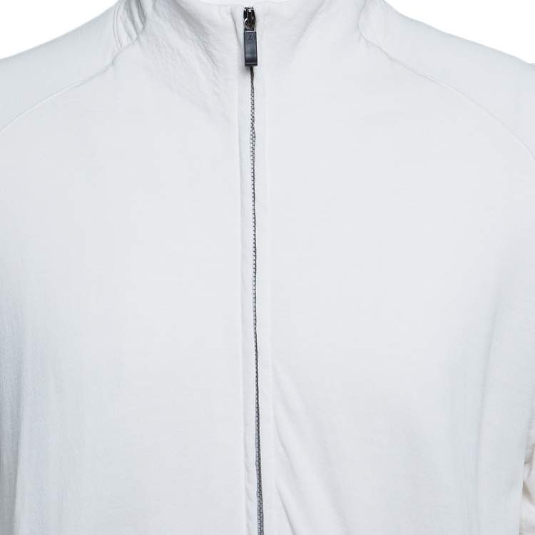 Pre Owned Z Zegna Techmerino Off White Wool Zip Front Sweatshirt L