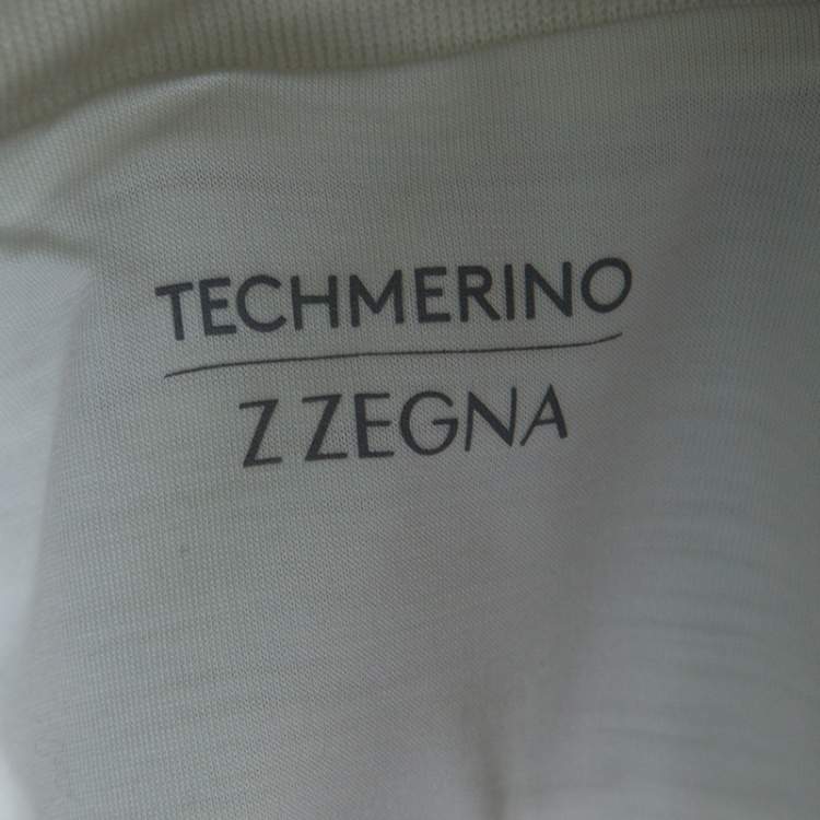 Pre Owned Z Zegna Techmerino Off White Wool Zip Front Sweatshirt L