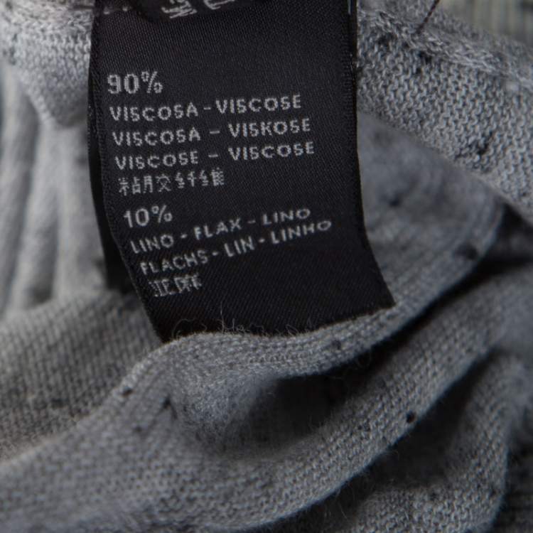 Pre Owned Z Zegna Grey Marled Keyhole Detail Short Sleeve T-Shirt L