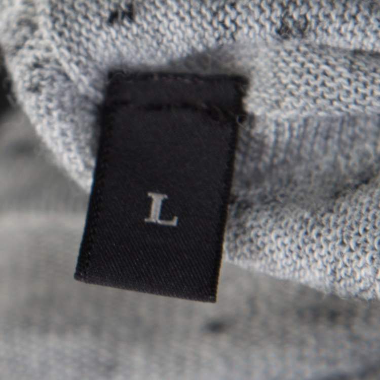 Pre Owned Z Zegna Grey Marled Keyhole Detail Short Sleeve T-Shirt L