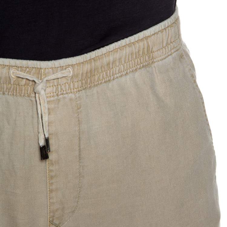 Pre Owned Z Zegna Beige Linen Relaxed Fit Trousers M