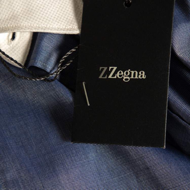 Pre Owned Z Zegna Blue Cotton Contrast Collar City Shirt L