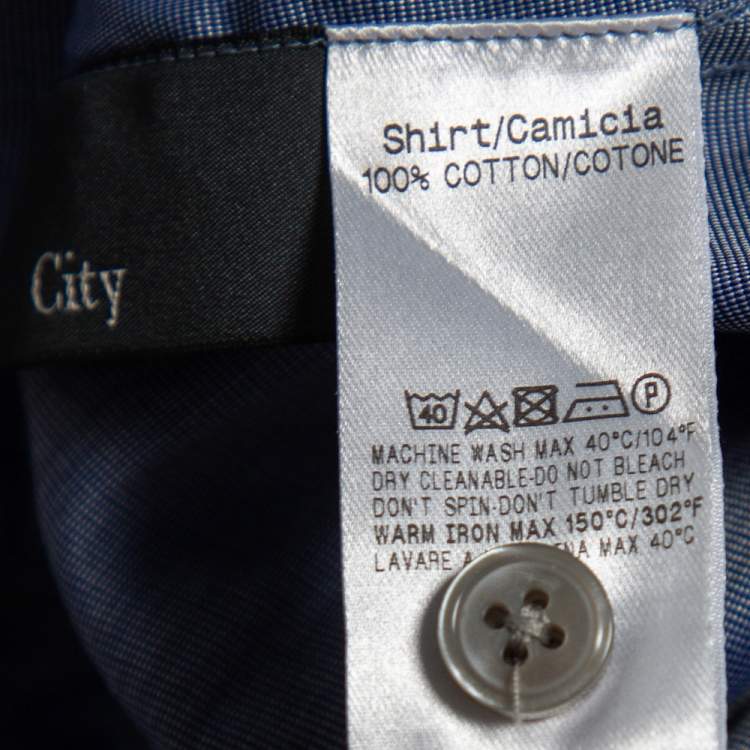 Pre Owned Z Zegna Blue Cotton Contrast Collar City Shirt L