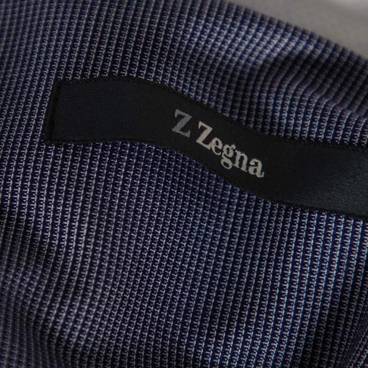 مملوكة مسبقًا Z Zegna Ink Blue Cotton Contrast Collar City Shirt L