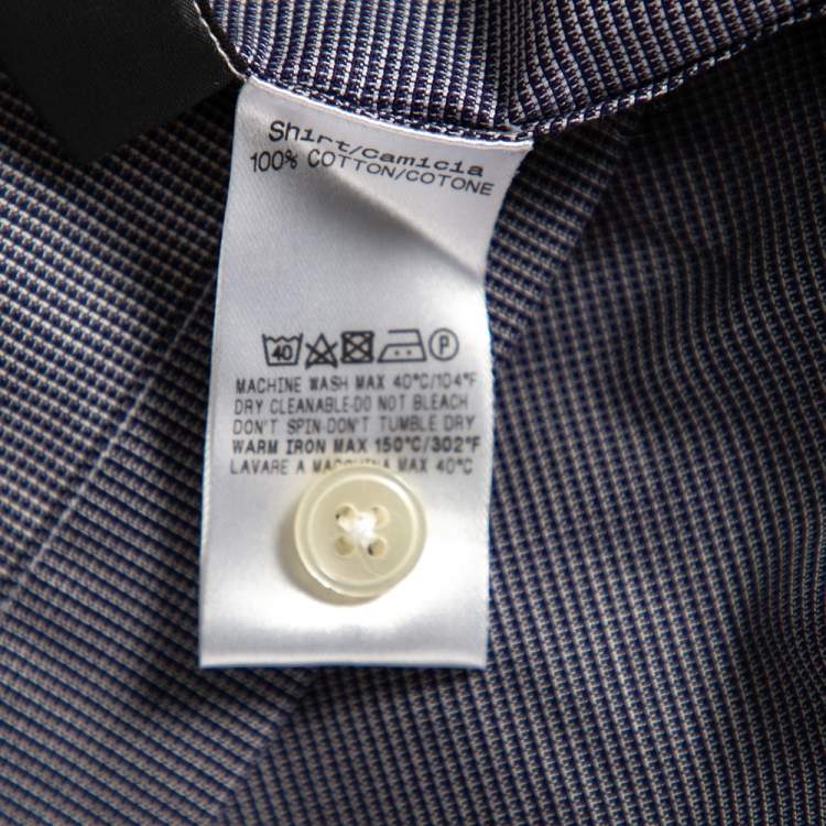 مملوكة مسبقًا Z Zegna Ink Blue Cotton Contrast Collar City Shirt L