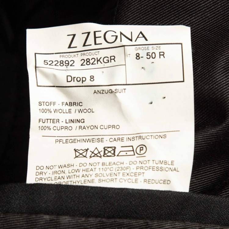 Pre Owned Z Zegna Black Wool Single Breasted Pants Suit L