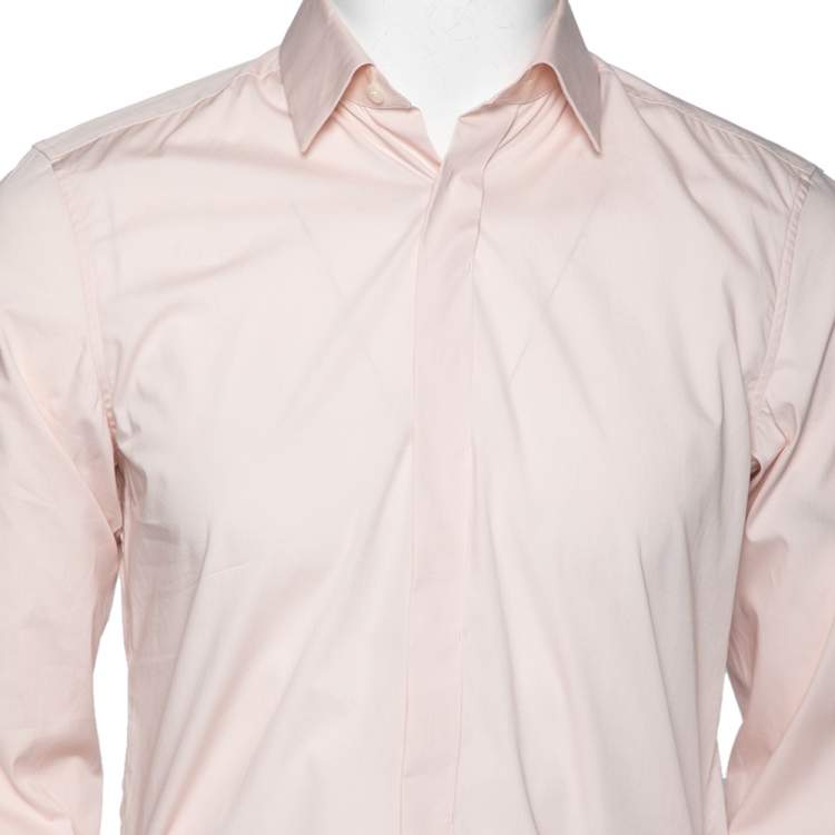 Pre Owned Z Zegna Pink Cotton Long Sleeve Buttonfront Drop 8 Fit Shirt M