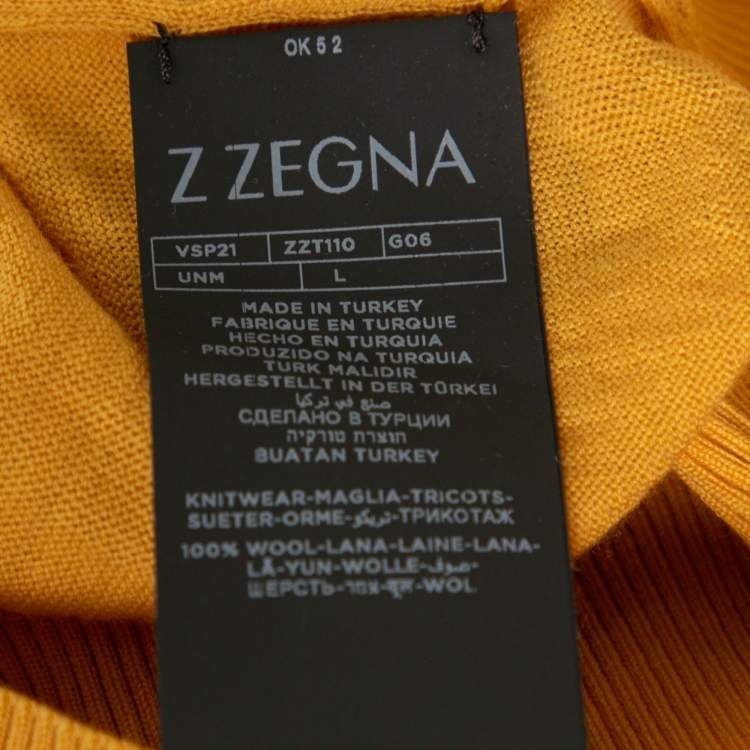 Pre Owned Z Zegna Yellow Wool Tennis Racket Embroidered T-Shirt L