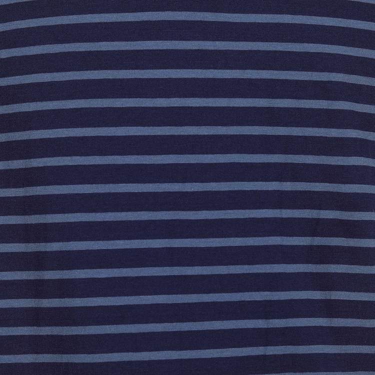 Pre Owned Z Zegna Blue Stripped Cotton Polo T-Shirt XL