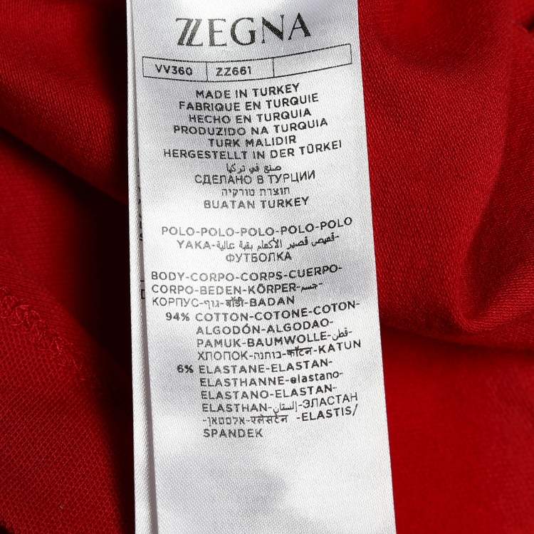 Pre Owned Z Zegna Red Cotton Pique Short Sleeve Polo T-Shirt XL