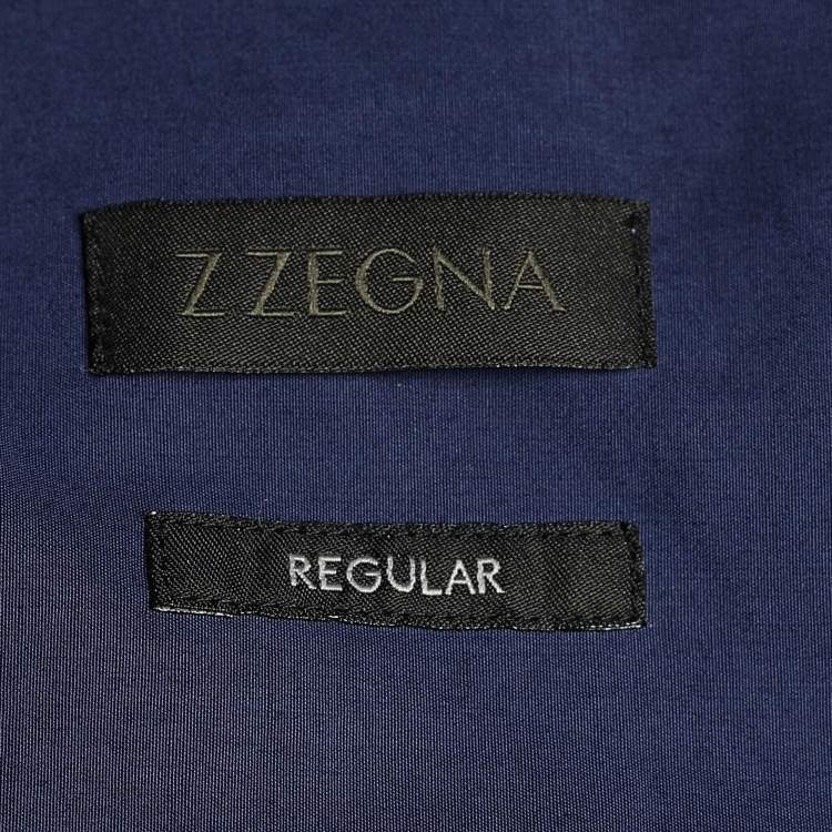 Pre Owned Z Zegna Blue Cotton Pocket Detail Regular Fit Shirt XXL
