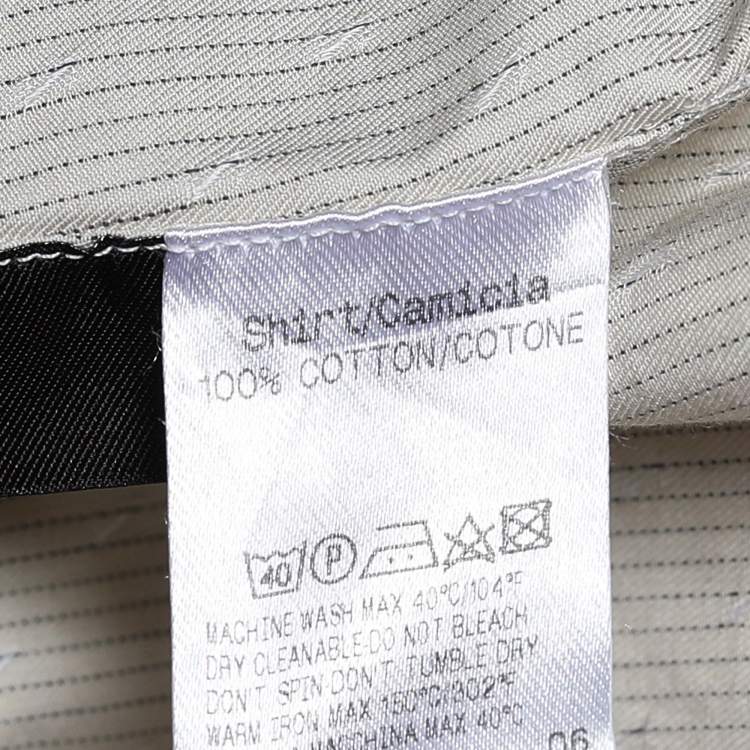Pre Owned Z Zegna Beige Striped Embroidered Long Sleeve Shirt M