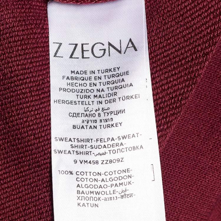 Pre Owned Z Zegna Red Cotton Bird Embroidered Zip Front Jacket XL