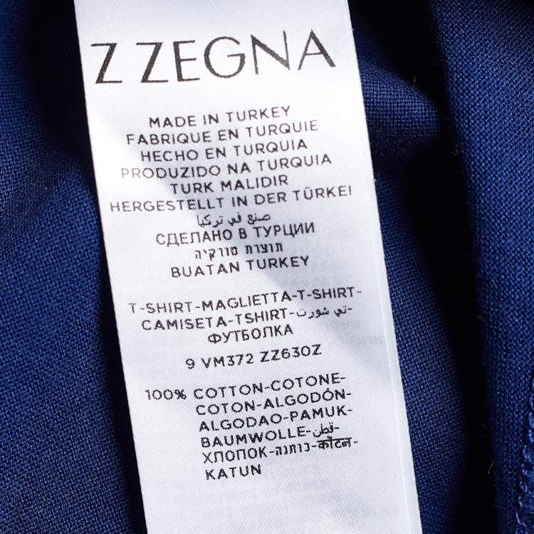 Pre Owned Z Zegna Blue Cotton Bird Embroidered Short Sleeve T-Shirt XL