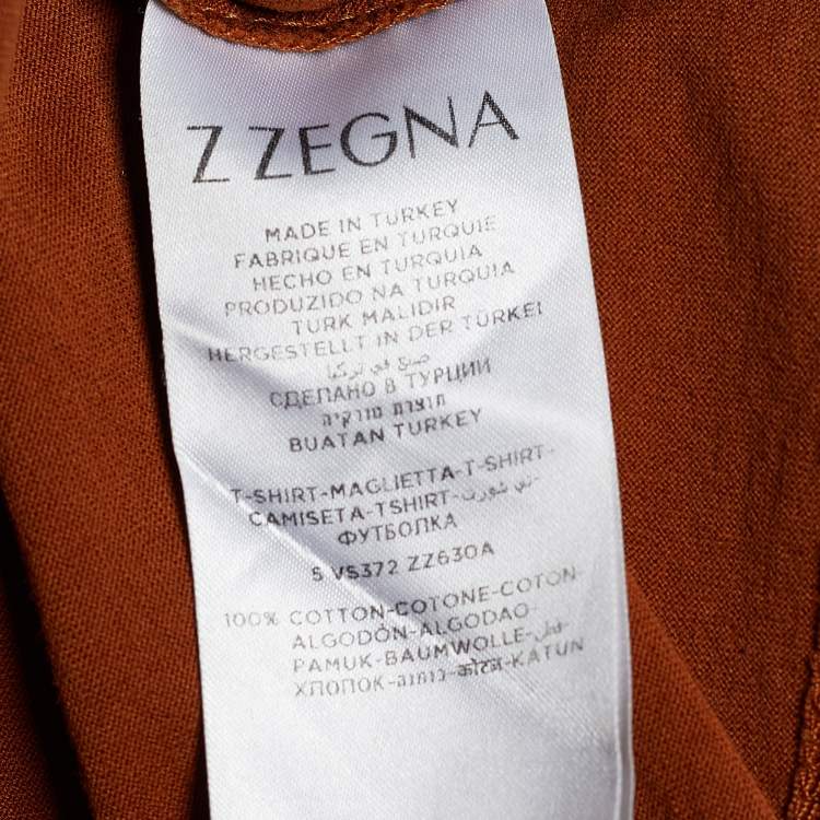 Pre Owned Z Zegna Brown Jersey Logo Print Crew Neck T-Shirt S