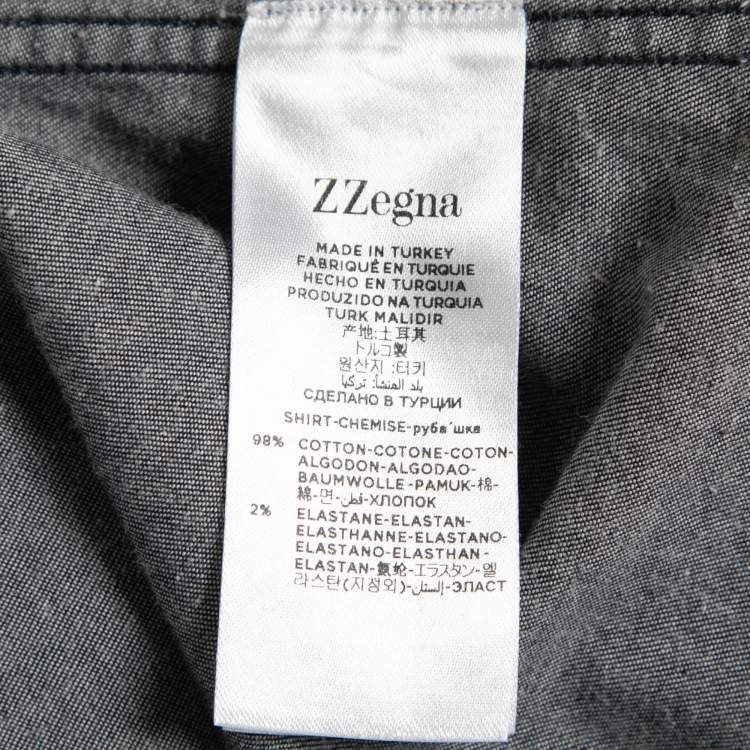 Pre Owned Z Zegna Blue Denim Drop & Fit Button Front Shirt S