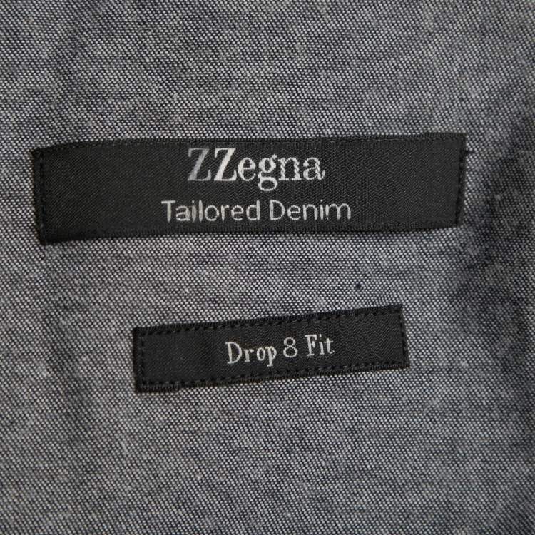 Pre Owned Z Zegna Blue Denim Drop & Fit Button Front Shirt S