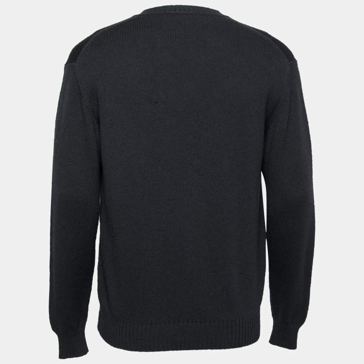 Pre Owned Z Zegna Navy Blue Wool V Neck Long Sleeve Sweater M