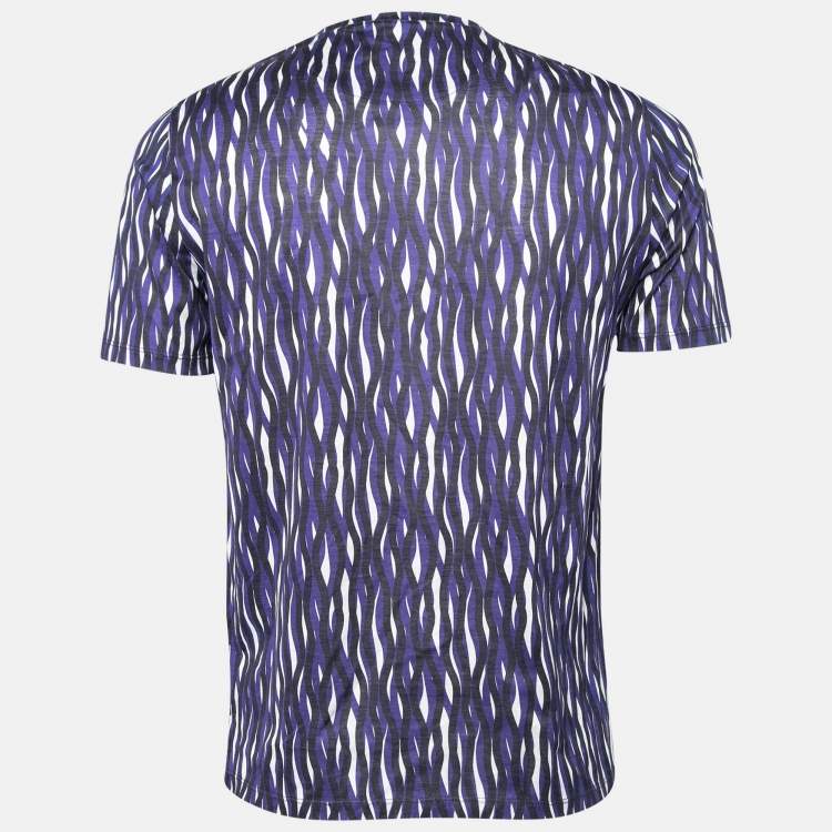 Pre Owned Z Zegna Purple Printed Cotton Short Sleeve Round Neck T-Shirt M