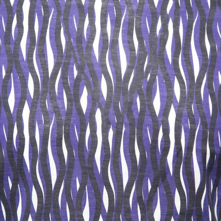 Pre Owned Z Zegna Purple Printed Cotton Short Sleeve Round Neck T-Shirt M