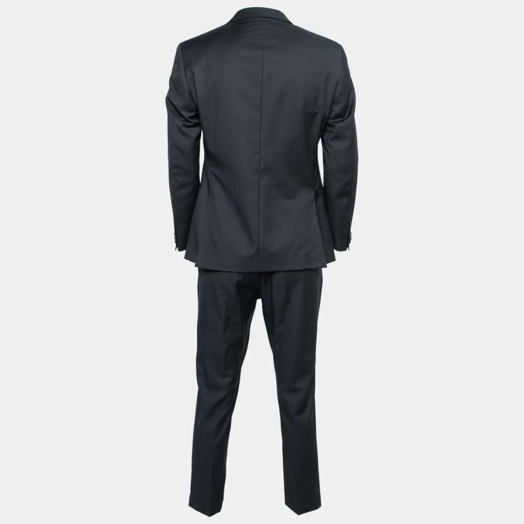 Pre Owned Z Zegna Navy Blue Striped Wool Regular Fit Suit M