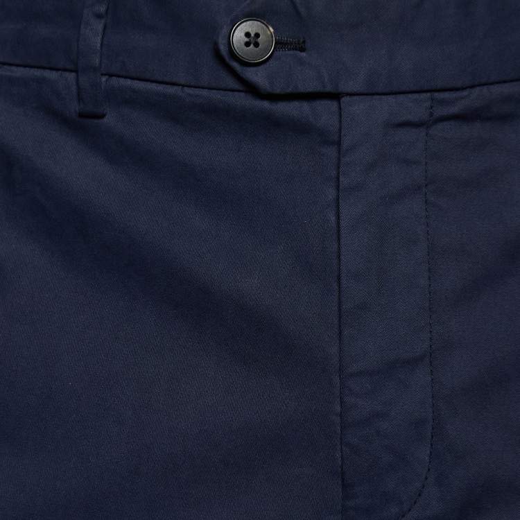 Pre Owned Z Zegna Navy Blue Stretch Cotton Regular Fit Pants L