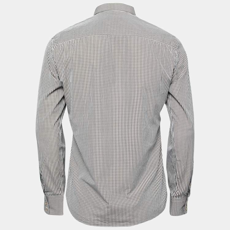 Pre Owned Z Zegna Brown Checkered Cotton Button-Front Shirt M   