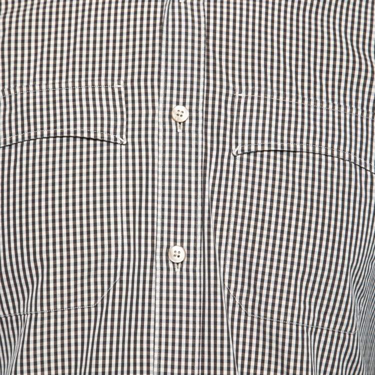 Pre Owned Z Zegna Brown Checkered Cotton Button-Front Shirt M   