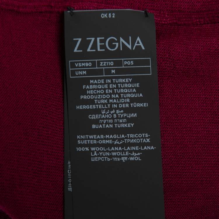 Pre Owned Z Zegna Purple Train Print Wool Crewneck Sweater M
