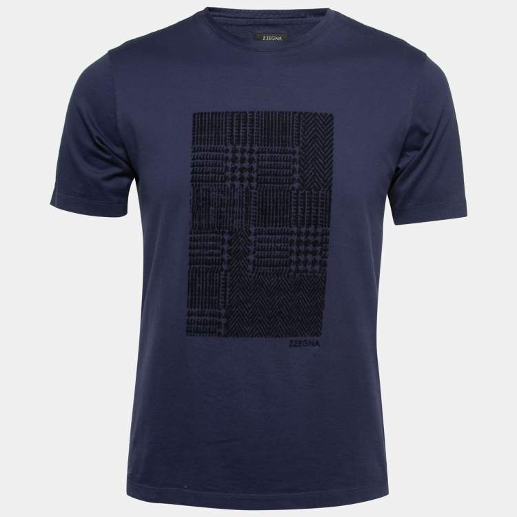 Z Zegna Navy Blue Cotton Printed T-Shirt S Z Zegna | TLC