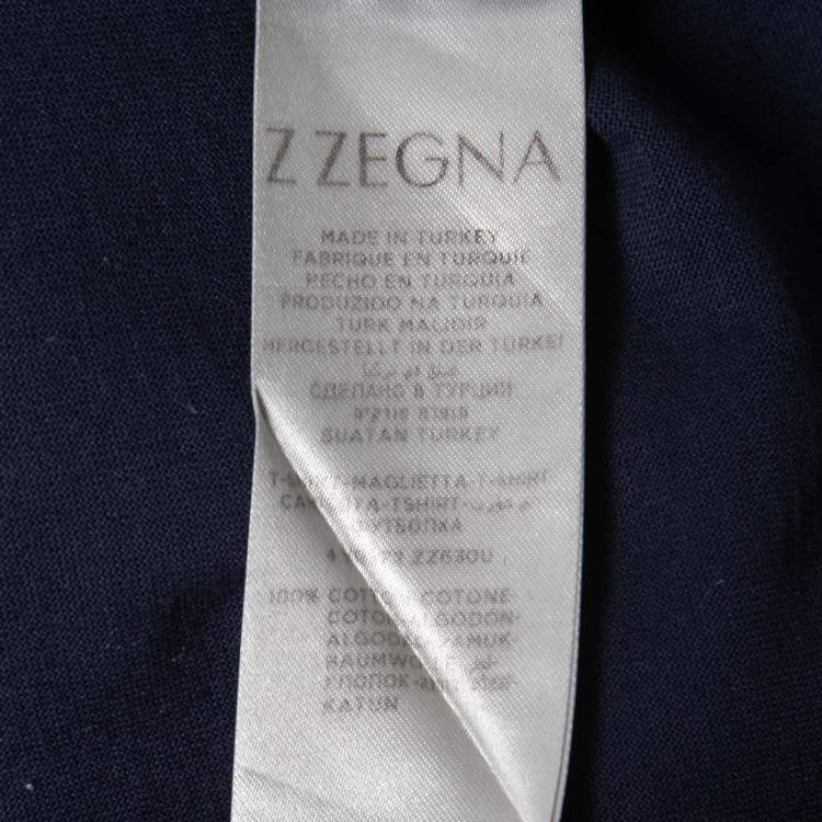 Pre Owned Z Zegna Navy Blue Cotton Printed T-Shirt S