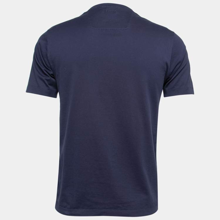 Z Zegna Navy Blue Cotton Printed T-Shirt S Z Zegna | TLC
