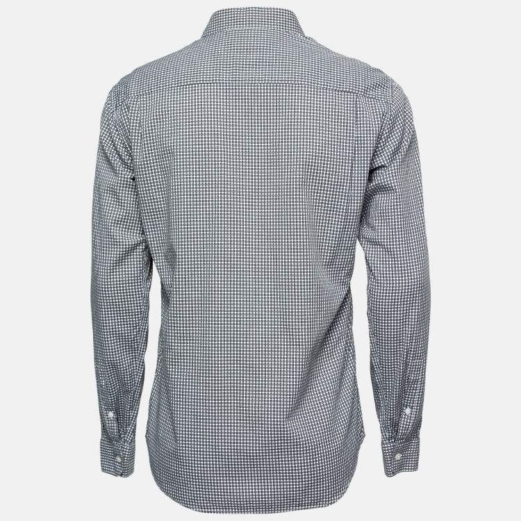 Pre Owned Z Zegna Black Checked Cotton Button Front Slim Fit Shirt L